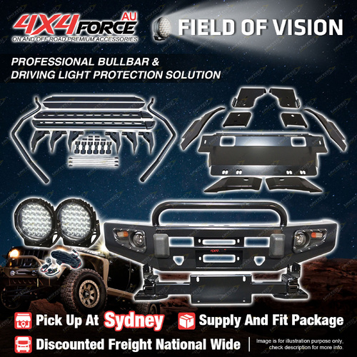 Safari Shield U Loop Bullbar Lights Side Steps for Toyota Hilux Revo 15-On SYD