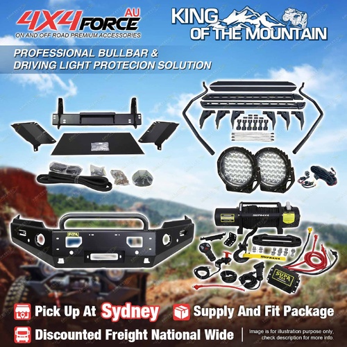 4X4FORCE Safari Shield Bullbar Lights Side Steps Winch for Mazda BT-50 20-25 SYD