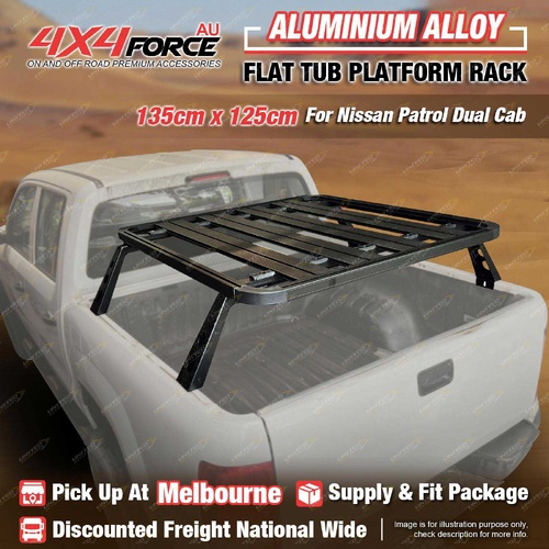 135x125cm Heavy Duty Flat Tub Platform Rack for Nissan Patrol Dual Cab MEL