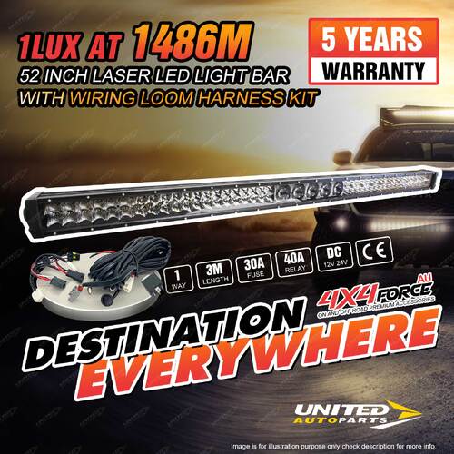 52 Inch Double Row Laser Osram LED Light Bar 4WD Offroad + Wiring Loom Harness