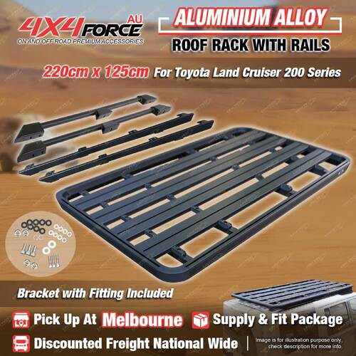 220x125cm Roof Rack Flat Platform & Rails Bracket for Toyota Landcruiser 200 MEL