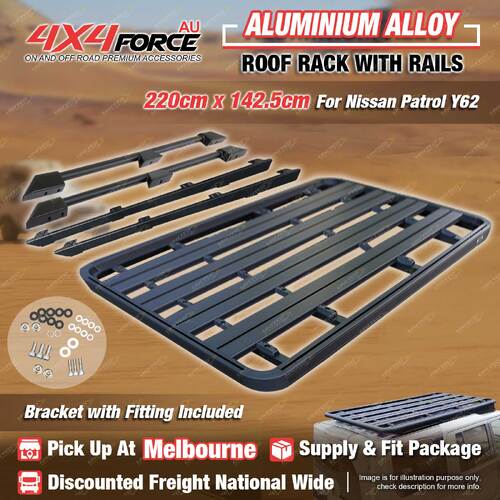220x142.5cm Roof Rack Flat Platform & Rails & Bracket for Nissan Patrol Y62 MEL