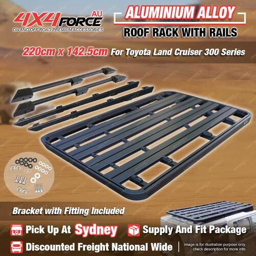 220x142.5cm Roof Rack Platform & Rails & Bracket for Toyota Landcruiser 300 SYD