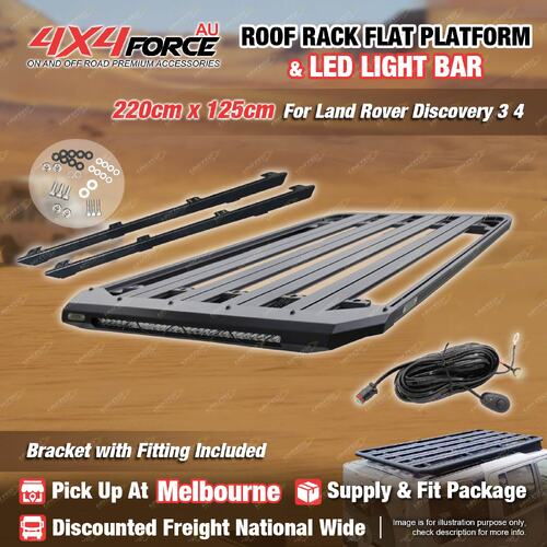 220x125cm Roof Rack Platform with LED Light Bar for Land Rover Discovery 3 4 MEL