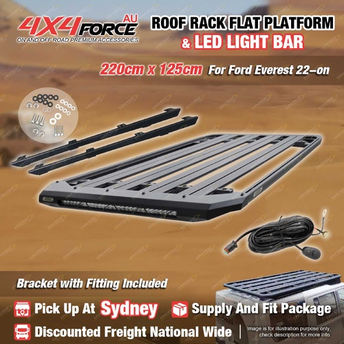 220 x 125cm Roof Rack Flat Platform with Light Bar for Ford Everest 2022-on SYD