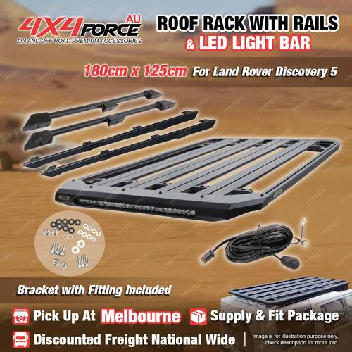 180x125 Roof Rack Platform with Light Bar & Rails for Land Rover Discovery 5 MEL