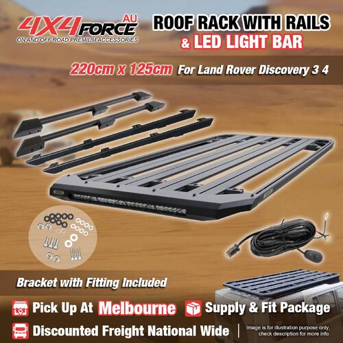 220x125 Roof Rack Platform & Light Bar & Rails for Land Rover Discovery 3 4 MEL