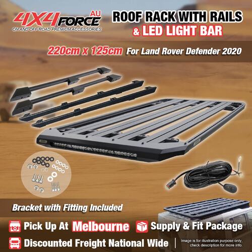 220x125 Roof Rack Platform & Light Bar & Rails for Land Rover Defender 2020 MEL