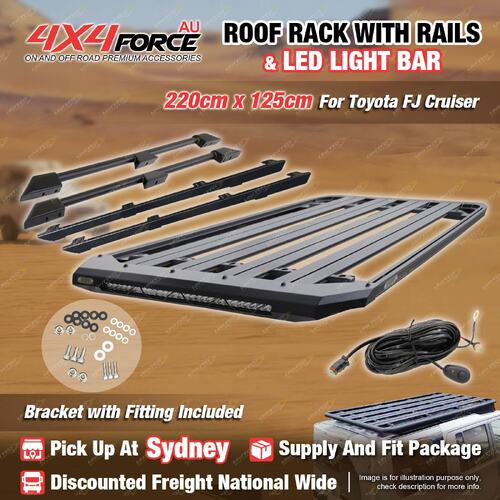 220x125 Roof Rack Flat Platform with Light Bar & Rails for Toyota FJ Cruiser SYD