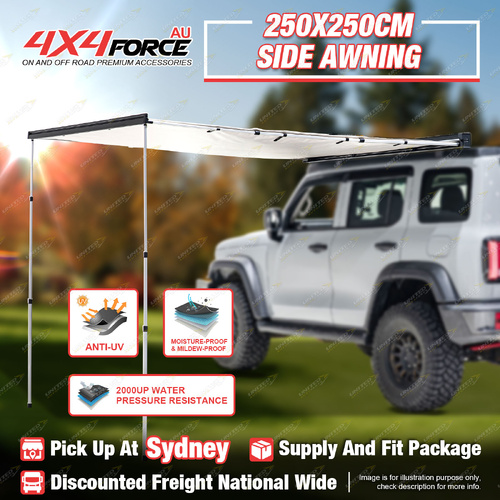4X4FORCE 2.5mx2.5m Semi Automatic Side Awning Universal Cars 4WD Waterproof SYD