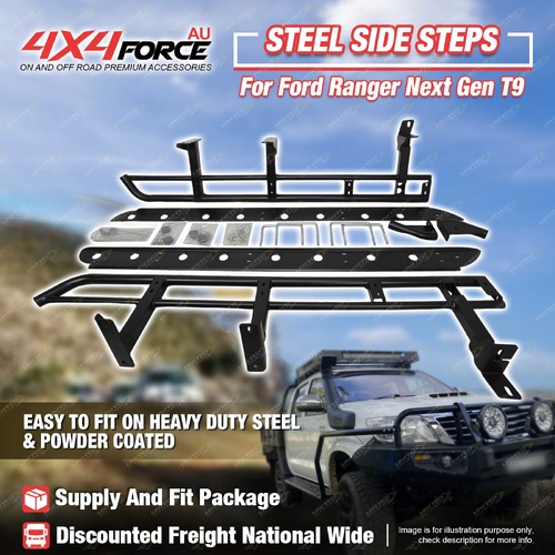 4X4FORCE Steel Side Steps & Rock Sliders for Ford Ranger Next Gen T9 22-ON