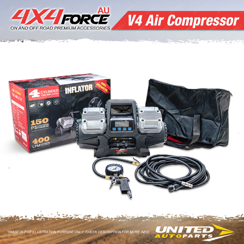 4X4FORCE V4 Air Compressor with Digital Gauge Power Tire Inflator 150 Psi