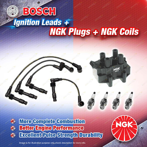 NGK Spark Plugs Coil + Bosch Leads Kit for Holden Astra Vectra TR JS C20SEL 2.0L