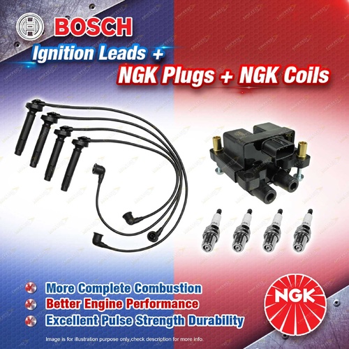 NGK Spark Plugs Coil + Bosch Leads Kit for Subaru Forester SG Outback BP 2.5L F4