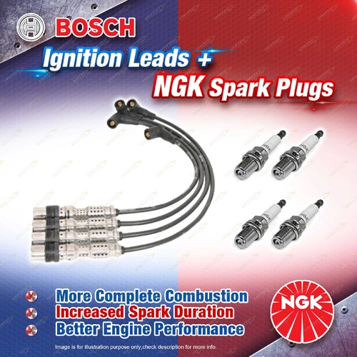 4 x NGK Spark Plugs + Bosch Leads Kit for Skoda Fabia 5J Rapid NH Roomster Yeti