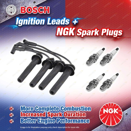 4 x NGK Spark Plugs + Bosch Ignition Leads Kit for Mini Cooper S One R50 R52 R53