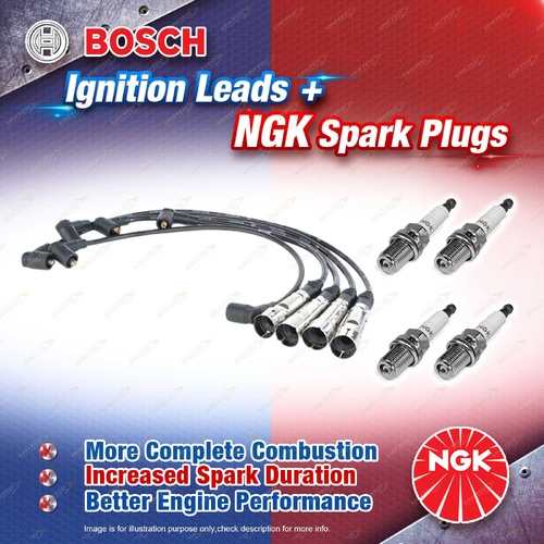 4 x NGK Spark Plugs + Bosch Ignition Leads Kit for Seat Cordoba 6K 1.6L AEE ALM