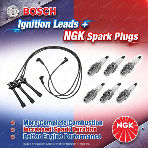 6 x NGK Spark Plugs + Bosch Leads Kit for Toyota Camry MCV36 Vienta MCV20 Avalon
