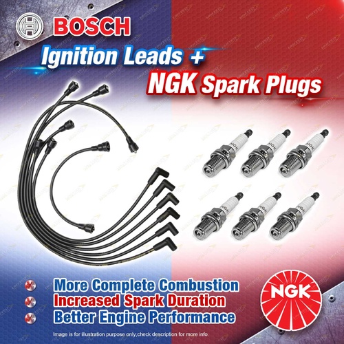 6 x NGK Spark Plugs + Bosch Ignition Leads Kit for Jaguar XJ6 SERIES I 2.8L AK6
