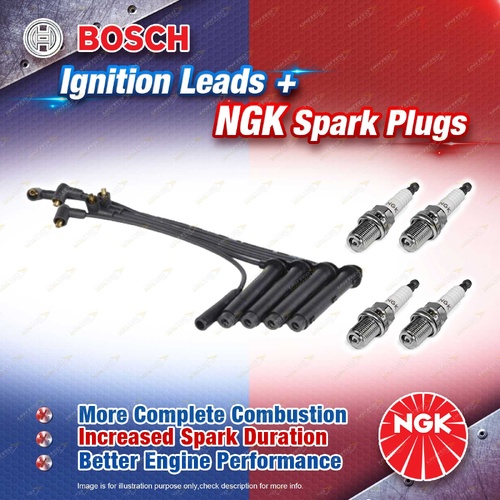 4 x NGK Spark Plugs + Bosch Ignition Leads Kit for MG MGF ZR160 1.8L 18K4F 18K4K