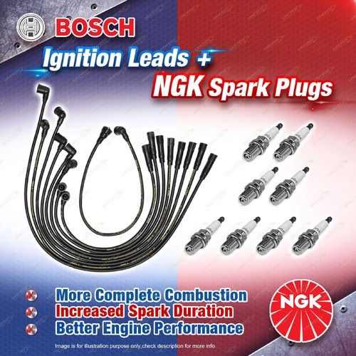 8 x NGK Spark Plugs + Bosch Ignition Leads Kit for Rover 3500 3.5L 21A V8 16v