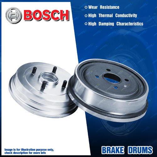 2x Rear Bosch Brake Drums for Nissan Micra K12 MKIII Note E11 NE11 1.4L 1.6L