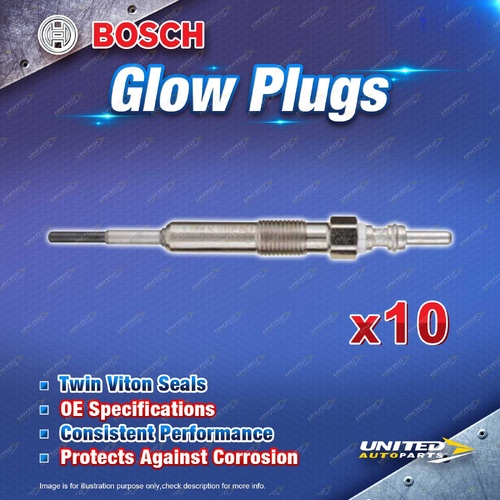 10 x Bosch Glow Plugs for Volkswagen Touareg R50 V10 TDI 7L 4.9L 06-10