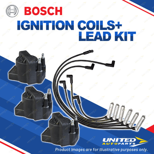 Bosch 3 Ignition Coils+Lead Kit Includes Heat Shields for Toyota Lexcen T4 T5 VS