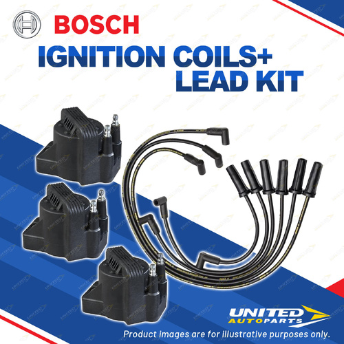 Bosch 3 Ignition Coils+Lead Kit for Toyota Lexcen T4 T5 VS 3.8L L27 L36 V6 147KW