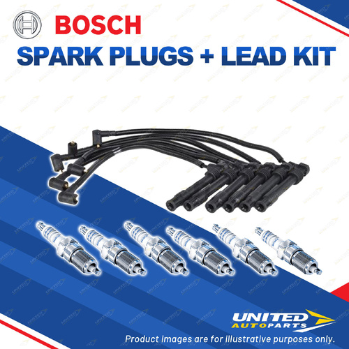 Bosch 6 Spark Plugs+Lead Kit for Volkswagen Passat B5 3B 2.8L V6 142KW 01-05