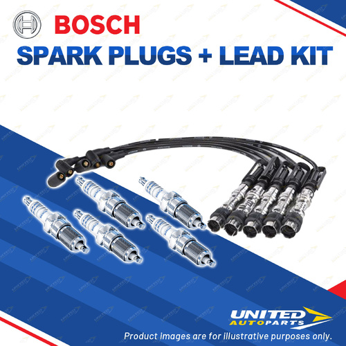 Bosch 5 Spark Plugs+Lead Kit for Volkswagen Bora TYPE 4 1J 2.3L V5 110KW 99-01