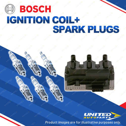 Bosch 6 Spark Plugs+Ignition Coil for Volkswagen Golf MK 3 1H Passat B4 3A V6
