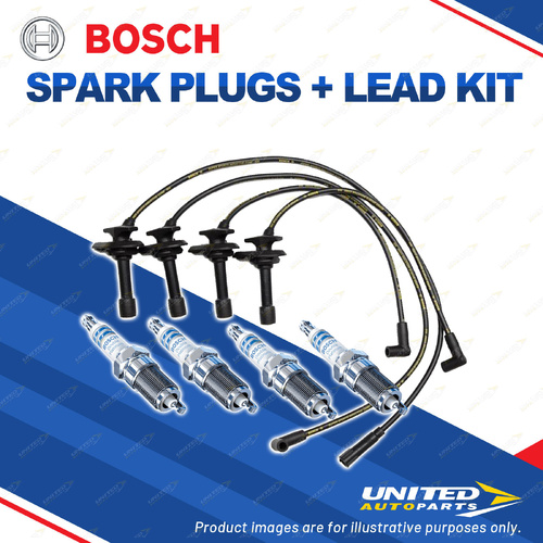 Bosch 4 Spark Plugs+Lead Kit for Subaru Impreza GC GF 2.0L EJ207 EJ205 F4 98-00