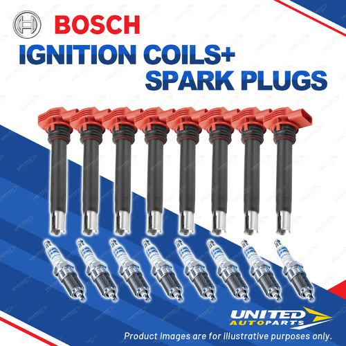 Bosch 8 Spark Plugs+8 Ignition Coils for Audi R8 48 RS4 B5 8D 4.2L 2.7L V8 07-16