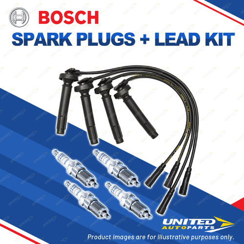 Bosch 4 Spark Plug+Lead Kit for Subaru Forester SF SF5 Legacy BE BE5 BH BH5 F4