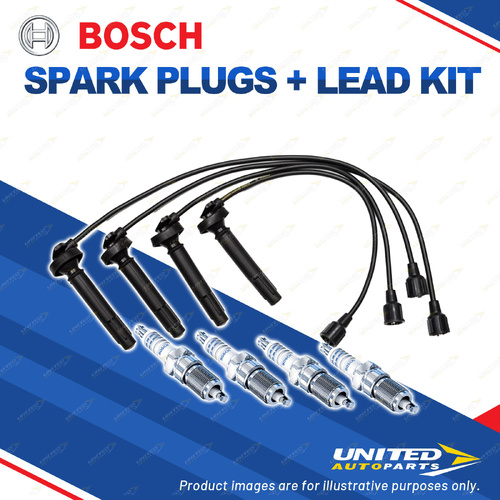 Bosch 4 Spark Plugs+Lead Kit for Subaru Forester SF SF5 Legacy BH BH5 2.0L F4