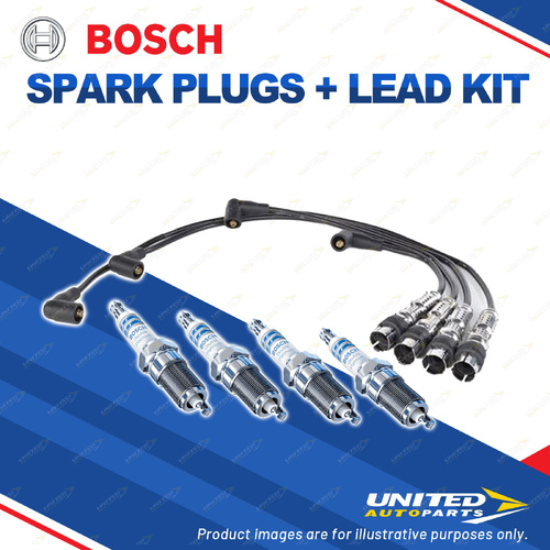 Bosch 4 Spark Plugs+Lead Kit for Volkswagen Beetle 1Y 2.0L AZJ I4 85KW 03-11