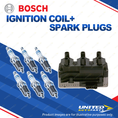 Bosch 6 Spark Plug+Ignition Coil for Volkswagen Caravelle T4 70 2.8L V6 00-03