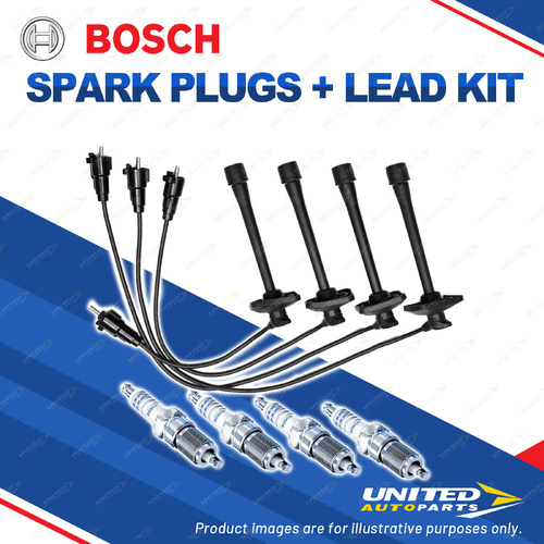 Bosch 4 Spark Plugs+Lead Kit for Toyota Rav 4 SXA10R 2.0L 3SFE I4 16V 97-00