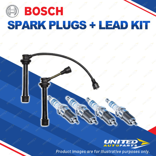 Bosch 4 Spark Plugs+Lead Kit for Suzuki SX4 YA11S YB11S YC11S 1.5L I4 06-14