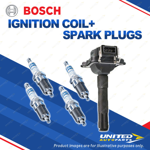 Bosch 4 Spark Plugs+Ignition Coil for Audi A3 8L A4 B5 8D 1.8L I4 20v 95-02