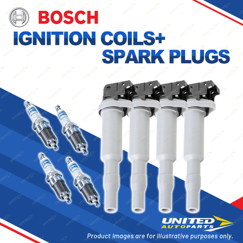 Bosch 4 Spark Plugs+4 Ignition Coils for BMW 320i E90 2.0 N46B20O I4 110KW 04-07