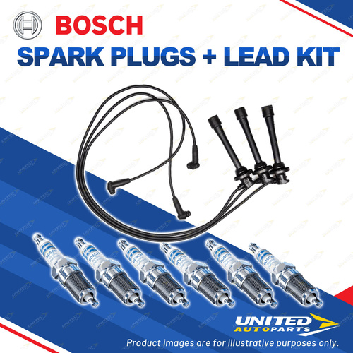 Bosch 6 Spark Plugs+Lead Kit for Toyota Avalon MCX10R 3.0L V6 145KW 2000-2002
