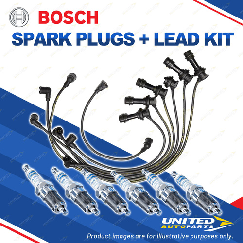 Bosch 6 Spark Plugs+Lead Kit for Toyota Cressida MX83R 3.0L 7MGE I6 142KW 88-93
