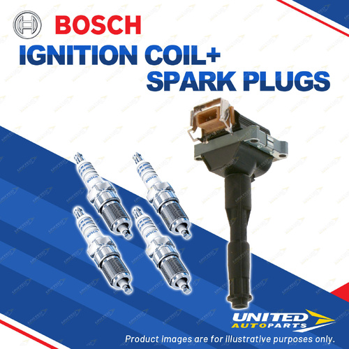 Bosch 4 Spark Plugs+Ignition Coil for BMW 318iS E36 1.8L M42B18 I4 16V 103KW