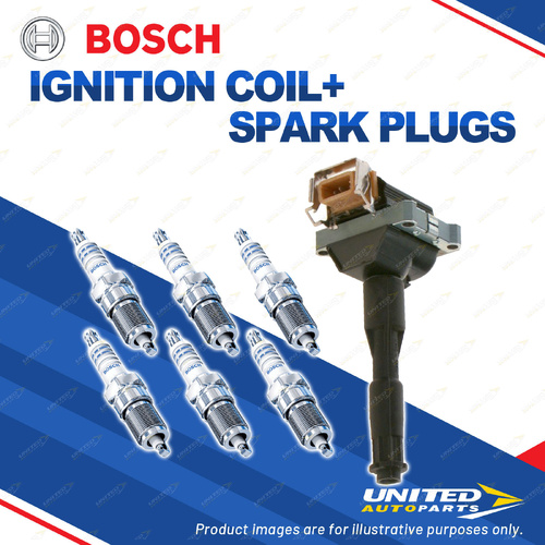 Bosch 6 Spark Plugs+Ignition Coil for BMW 320i 325i E36 520i E34 2.0L 2.5L I6
