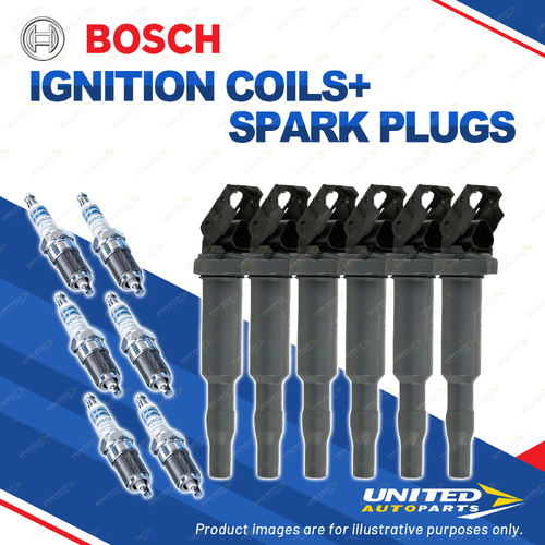 Bosch 6 Spark Plugs+6 Ignition Coils for BMW 130i 323i 325i 330i 525i 530i 730Li