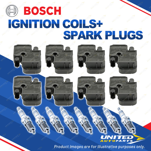 Bosch 8 Spark Plugs+8 Ignition Coils for Mercedes Benz CL500 C140 W140 5.0L V8