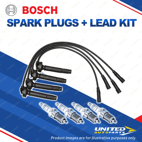 Bosch 4 Spark Plugs+Lead Kit for Subaru Impreza GD GG Liberty BE BH Legacy F4