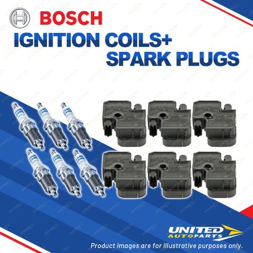 Bosch 6 Spark Plug+6 Ignition Coil for Mercedes Benz SL280 SL230 2.8L 3.2L V6